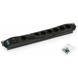 Razdelilec 48cm 8x220V ALU prenapetostna zaščita črna RAB-PD-X08-A1