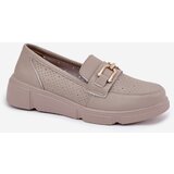 VINCEZA Ladies Leather Moccasins with Golden Detail Ciemnobeżowe 88007 | shoptok.hr