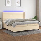  Krevet box spring s madracem LED krem 200x200 cm od tkanine | shoptok.hr