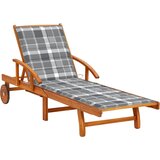 Maison Chic Vrtni Ležalnik - Sončna ležalnik z blazino trden akacijev les, (22057582) | Shoptok.si