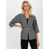 Fashionhunters Black grey blazer cape with 3/4 sleeves