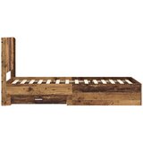  Krevetna konstrukcija s pohranom i uzglavljem Staro drvo Smeđa 90 x 190 cm | Shoptok.si