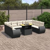 vidaXL 10-dijelni set vrtnih sofa s jastucima crni od poliratana | shoptok.hr
