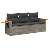 Maison Chic Seti vrtnega pohištva - Vrtna garnitura - Vrtni pohištvo set 3-delna z blazinami siv poli ratan, (21813816) | Shoptok.si