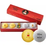 Volvik Vivid Lite Disney Characters 4 Pack Golf Balls Winnie The Pooh Plus Ball Marker Orange/White