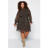 Trendyol Curve Plus Size Dress - Multicolor - Skater Cene