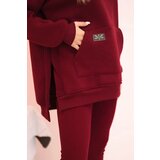 Polski Women's cotton set with a hoodie and high-waisted leggings burgundy | shoptok.hr
