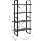 vidaXL ormarić za knjige s 4 razine sivi 80x30x140 cm od borovine | shoptok.hr