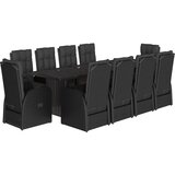  11-dijelni vrtni blagovaonski set s jastucima poliratan crni | shoptok.hr