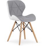 OSKAR LAGO eko usnjeni stol - sivo-bel x 4, (22030547) Cene