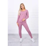 Kesi Set with a neckline with press studs in dark pink color