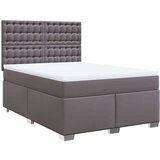 vidaXL Box spring postelja z vzmetnico siva 140x190 cm umetno usnje | Shoptok.si