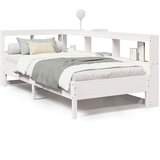  Knjižna postelja brez ležišča bela 90x200 cm trdna borovina | Shoptok.si