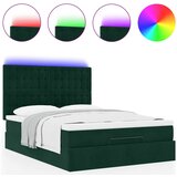  Otomanski krevet s madracima&LED tamnozeleni 140x200cm baršun | shoptok.hr