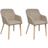 Maison Chic Jedilni stoli - Vzorci stoli 2 kosa bež blago in trdna hrastovina A210, (22031914) | Shoptok.si