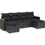  6-dijelni set vrtnih sofa s jastucima crni od poliratana | shoptok.hr