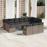 vidaXL 14-dijelni set vrtnih sofa od poliratana s jastucima sivi Cijene