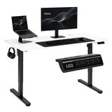  Električni radni stol 140x60 cm, podesiv po visini 72-118 cm, bijeli, ModernHome | shoptok.hr
