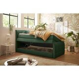 MID.YOU POSTELJA BOXSPRING 120 cm x 200 cm , tekstil, leseni material olivno zelena | Shoptok.si