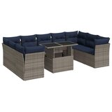  10-dijelni set vrtnih sofa poliratan i bagrem s jastucima sivi | Eponuda.ba