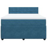 vidaXL Box spring postelja z vzmetnico modra 160x200 cm žamet | Shoptok.si