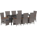 vidaXL set od 9 komada vrtne blagovaonske garniture s jastucima sive poli ratan | shoptok.hr