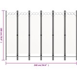 Sobna pregrada sa 6 panela bijela 240 x 180 cm | shoptok.hr