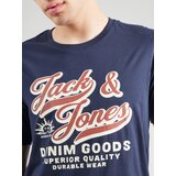 Jack & Jones Majica nočno modra / rjasto rjava / bela | Shoptok.si