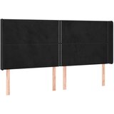  Uzglavlje s ušima crno 203x16x118/128 cm baršunasto | shoptok.hr