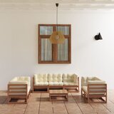 The Living Store Vrtna sedežna garnitura 8-delna z blazinami trdna borovina - Vrtna Sedežna Garnitura, (21468385) | Shoptok.si