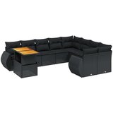  10-dijelni set vrtnih sofa s jastucima crni od poliratana | shoptok.hr