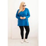 Kesi Plus Size women's blouse with a V-neck and long sleeves cobalt blue | Shoptok.si