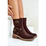 Boto Women's Ankle Boots On Low Heel With Buckles Brown Zudra | shoptok.hr
