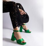 Gemre Green satin block heel sandals Saucedo | Shoptok.si