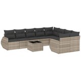  10-dijelni set vrtnih sofa poliratan s jastucima svijetlosivi | shoptok.hr