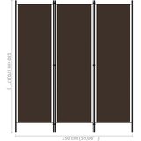 Sobna pregrada s 3 panela smeđa 150 x 180 cm | shoptok.hr