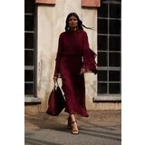 Trendyol X Artificial Intelligence Burgundy Ruffle Detailed Woven Skirt Cene