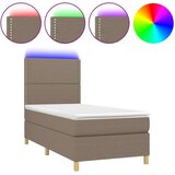  Krevet box spring s madracem LED smeđesivi 90x190 cm tkanina | shoptok.hr