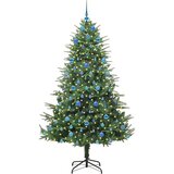 vidaXL Umjetno božićno drvce s rasvjetom i setom kuglica Zelena 210 cm | shoptok.hr