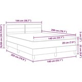  Krevet s box springom s madracem i LED svjetlom svjetlosive boje 140x200 cm tkanina | shoptok.hr