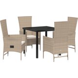 vidaXL Set od 5 komada vrtnih stolica s jastučićima bež poly ratan | shoptok.hr
