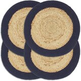 vidaXL podmetači 4 kom prirodna i modra boja 38 cm od jute i pamuka | shoptok.hr