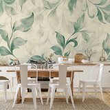  Foto tapeta - Watercolor Botanical Motif Delicate Green-Beige Leaves 200x140 Vodootporna | shoptok.hr