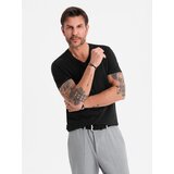 Ombre BASIC men's classic cotton T-shirt with a crew neckline - black | Shoptok.si