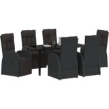 vidaXL Set od 7 dijelova vrtnih stolica s jastučićima crni poli ratan | shoptok.hr