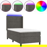  Krevet box spring s madracem LED tamnosivi 100x200 cm baršun | shoptok.hr