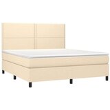  Krevet s oprugama i madracem krem 180x200 cm od tkanine | shoptok.hr