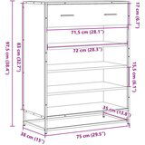 vidaXL Ormarić za cipele crni 75x38x97,5 cm Konstruirano drvo i metal | shoptok.hr