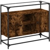 The Living Store Komoda s stekleno ploščo dim. hrast 98x35x81cm inženirski les - Komoda, (21495974) | Shoptok.si