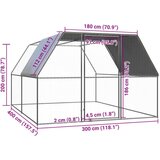 vidaXL Vanjski kavez za kokoši 3 x 4 x 2 m od pocinčanog čelika | shoptok.hr